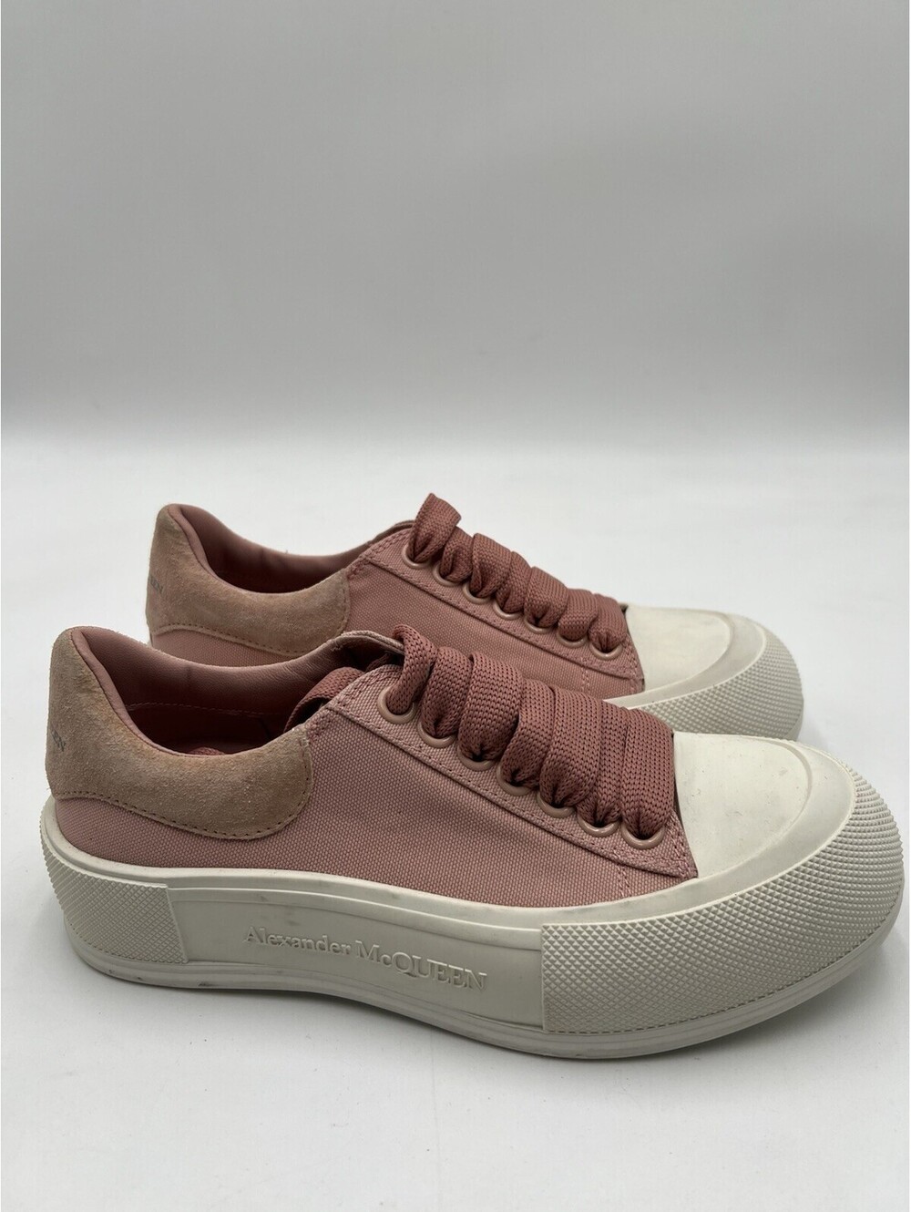 Alexander McQueen Women's Deck Lace-Up Plimsolls in the Magnolia pink Size 35.5